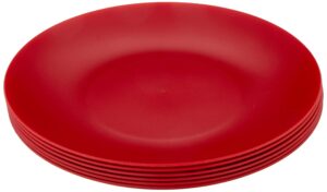 coza design- durable plastic plate set- bpa free- set of 6 (bold red)
