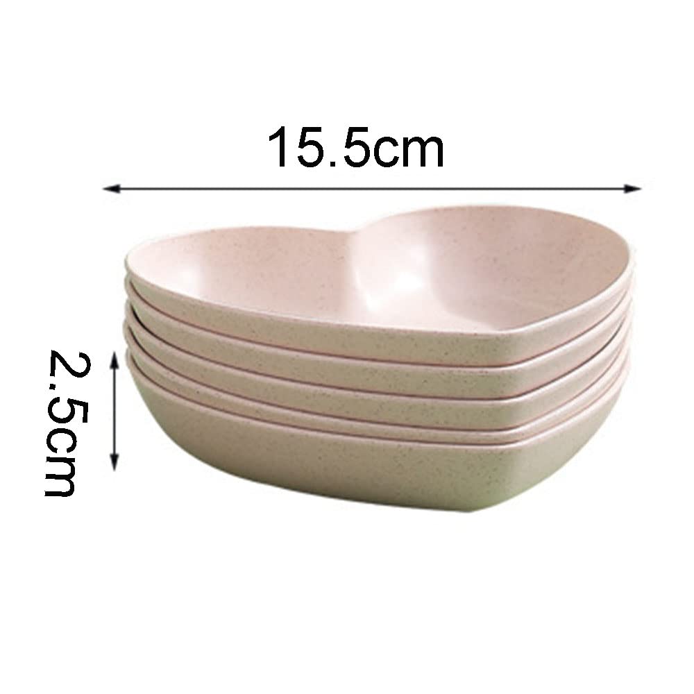 Golandstar 10pcs Heart Shaped Dinner Plates Dinnerware Dishes Set 6 Inch Food Plate Saucers Tray Fruits Snack Bowls BPA Free (Pink)