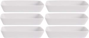 home essentials 15243 fiddle and fern rectangle mini tapas plate, set of 6, white