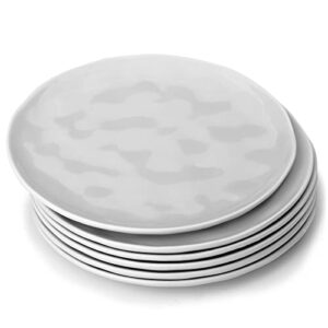 miicol porcelain dessert plate, 6.5 inch appetizer plates set of 6, small ceramic serving plates, modern handmade look collection dinnerware, neutral grey