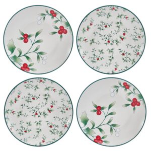 pfaltzgraff winterberry holiday set of 4 assorted appetizer plates, 6 inch, multicolored