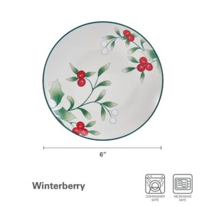 Pfaltzgraff Winterberry Holiday Set of 4 Assorted Appetizer Plates, 6 Inch, Multicolored