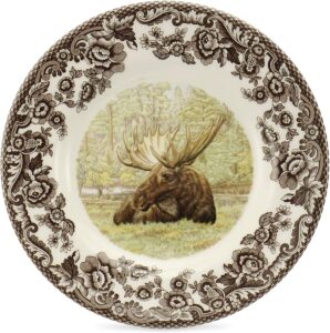 spode woodland bread and butter plate | 6" appetizer plate with majestic moose motif | small dessert plate made from fine earthenware | microwave and dishwasher safe