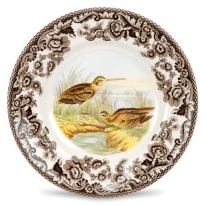 spode woodland bread and butter plate | 6" appetizer plate with snipe motif | small dessert plate made from fine earthenware | microwave and dishwasher safe