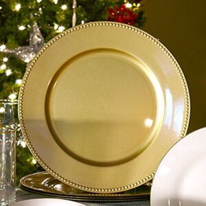 (set of 12) 13 inch-gold charger plates with decorative beaded rim. the perfect finishing touch for holidays`table settings! plates have stylish presentation under dinner plates (12)