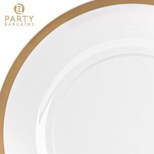 PARTY BARGAINS 13-Inch Charger Plates - 16 Pack, Clear Gold Rim, Heavy-Duty Disposable Chargers for Elegant Dining - Ideal for Weddings and Formal Events