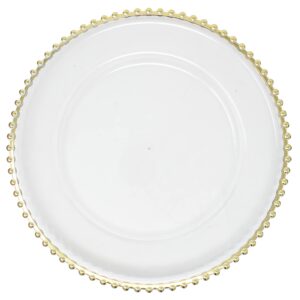 ms lovely metallic foil charger plates with metallic beaded rim - set of 6 - made of thick plastic - gold