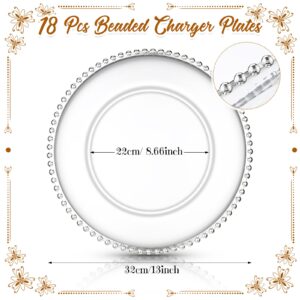 18 Pcs Plastic Beaded Charger Plates 13 Inch Round Dinner Chargers Silver Bead Charger for Dinner Plates Clear Service Plates for Wedding Birthday Party Events Bridal Shower Dinner Tabletop Decoration