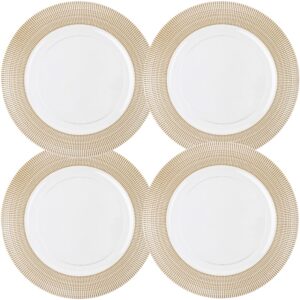 elegant round white plastic charger plates with gold textured rim - 13" (pack of 4) - premium salad plates for birthday, themed events & everyday home use