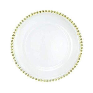 usa party flower elegant clear acrylic(plastic) charger plate with bead rim, set of 12 (12.5 inch) (gold)