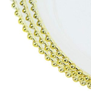 USA Party Flower Elegant Clear Acrylic(Plastic) Charger Plate with Bead Rim, Set of 12 (12.5 inch) (Gold)
