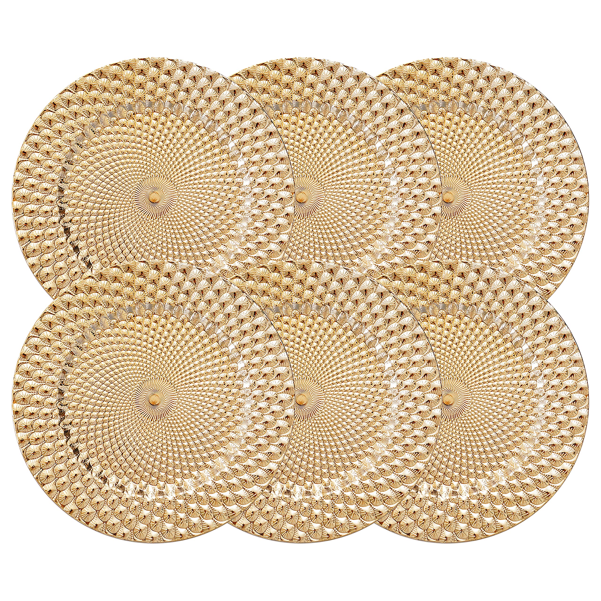 USA Party Flower Peacock Plastic Charger Plate, Set of 12 (13 Inch)(Gold)