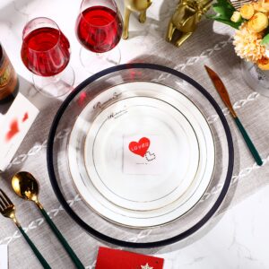 24 Pack Clear Charger Plates Bulk 13 Inch Plastic Round Dinner Plate with Black Edge Acrylic Dinner Charger Decorative Plates for Party Banquet Wedding Family Events Dinner Table Decoration