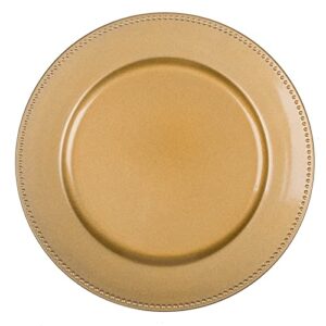 maoname 13" gold charger plates, round chargers for dinner plates, plastic beaded plate chargers for dinner plate, table setting, wedding, set of 6