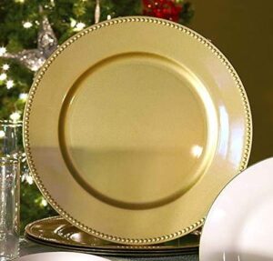 gold charger plates with beaded rims, 13 in - perfect finishing touch for holiday table - reusable