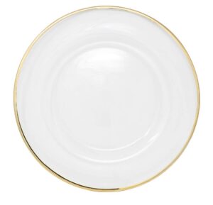 ms lovely clear glass charger 13 inch dinner plate with 0.5 cm metallic rim - set of 4 - gold