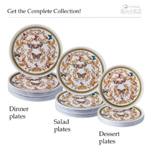 White and Gold Plastic Dessert Plates for Party (10 PC) Heavy Duty Disposable Dinner Set 7.5", Fine China Look Dishes for Baby Showers, Birthdays, Weddings, Holidays & Events - Versi Collection