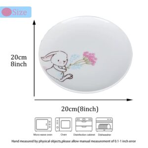 XinHuiGY Bunny Rabbit Ceramic plates,Dishes for Dessert Food Server dishes,8inch cute Dessert Cake Plate Set of 2, Tableware Crafts for Easter day,Wedding,mother's day