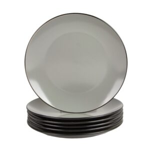 two tone coupe 10.5” dinner plate set of 6, black/gray
