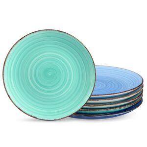 vancasso bonita dinner plate set, 10.5 inch ceramic plates, colorful salad plates set of 6, microwave oven and dishwasher safe, assorted color