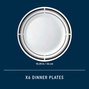 Corelle 6-Piece 10.25" Dinner Round Plates, Vitrelle Triple Layer Glass, Lightweight Round Plates, Large Round Plates, Chip and Scratch Resistant, Microwave and Dishwasher Safe, Brasserie