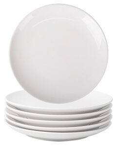 delling dinner plates set of 6, 10 inch ceramic plates - microwave, oven, and dishwasher safe, scratch resistant - modern dinnerware dish set for kitchen serving - white