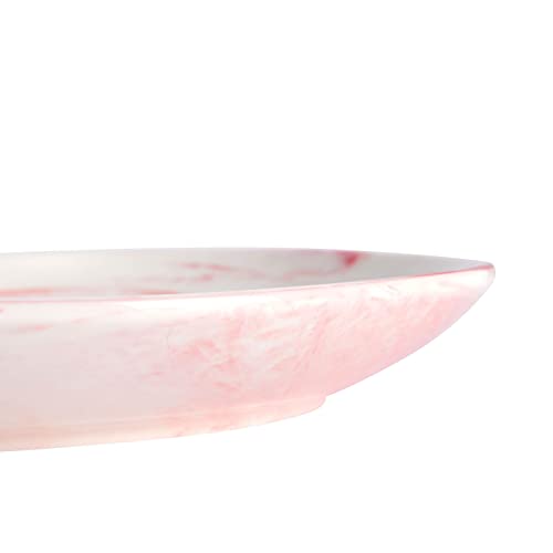 Juvale 6 Pack Pink Marble Ceramic Plates, 10 Inches, Microwave and Dishwasher Safe Pink Marbled Plates for Kitchen