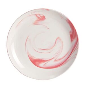 Juvale 6 Pack Pink Marble Ceramic Plates, 10 Inches, Microwave and Dishwasher Safe Pink Marbled Plates for Kitchen