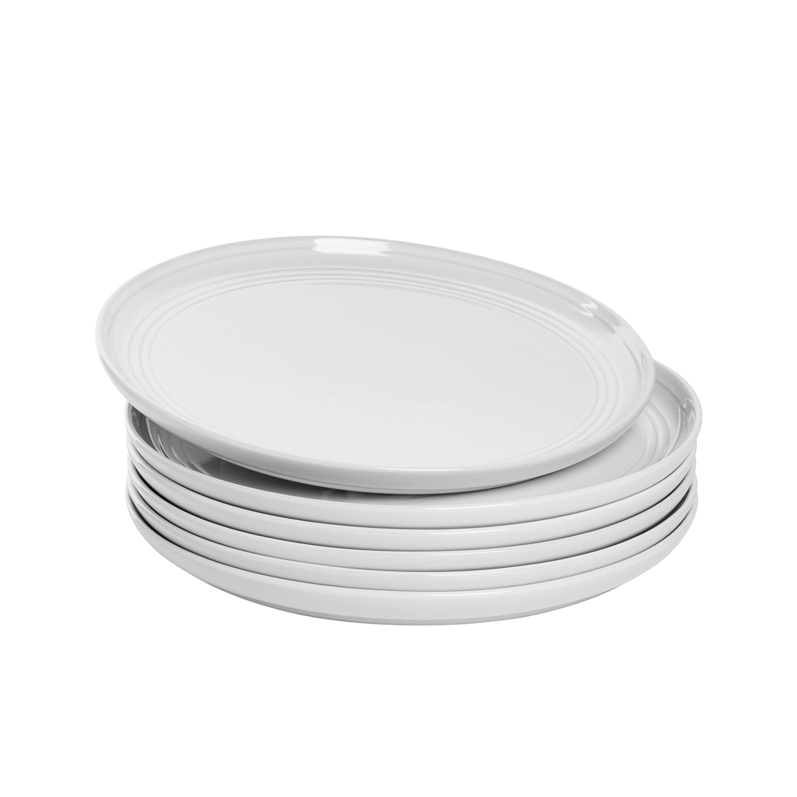 Double Line 10.5" Dinner Plate, Set of 6, White