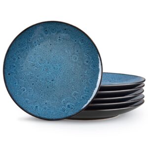 vancasso bubble blue dinner plates set of 6, 10.5 inch dish set, microwave, oven & dishwasher safe, scratch resistant, modern dinnerware- kitchen stoneware serving dishes