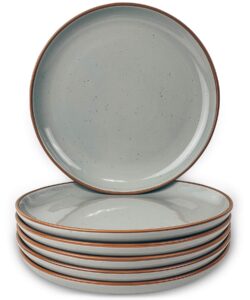 mora ceramic plates set, 7.8 in - set of 6 - the dessert, salad, appetizer, small dinner etc plate. microwave, oven, and dishwasher safe, scratch resistant. kitchen porcelain dish - earl grey