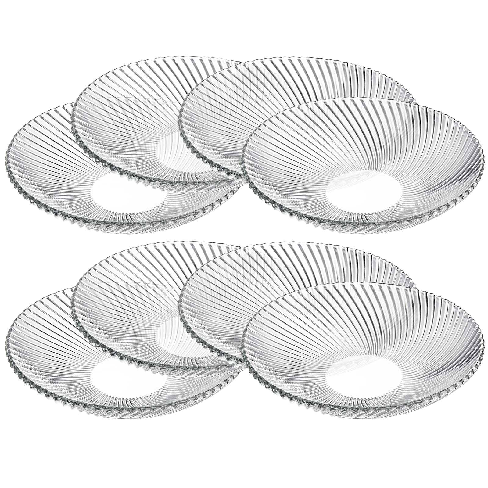 Fasmov 8 Pack 8.5 Inch Glass Salad Plates, Fruit Plate Dessert Plate Bread Dish Plates Wedding and Party Plates, Dishwasher Safe Plates