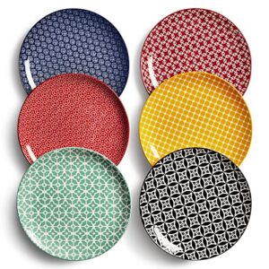 dowan 8.5" dessert plates - colorful ceramic salad plates, easter plates for pasta, dinner, snack, fruit, party, wedding - dishwasher & microwave safe, set of 6