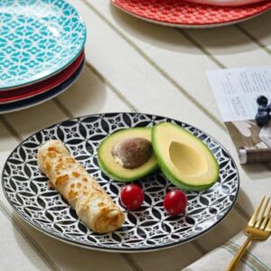 DOWAN 8.5" Dessert Plates - Colorful Ceramic Salad Plates, Easter Plates for Pasta, Dinner, Snack, Fruit, Party, Wedding - Dishwasher & Microwave Safe, Set of 6