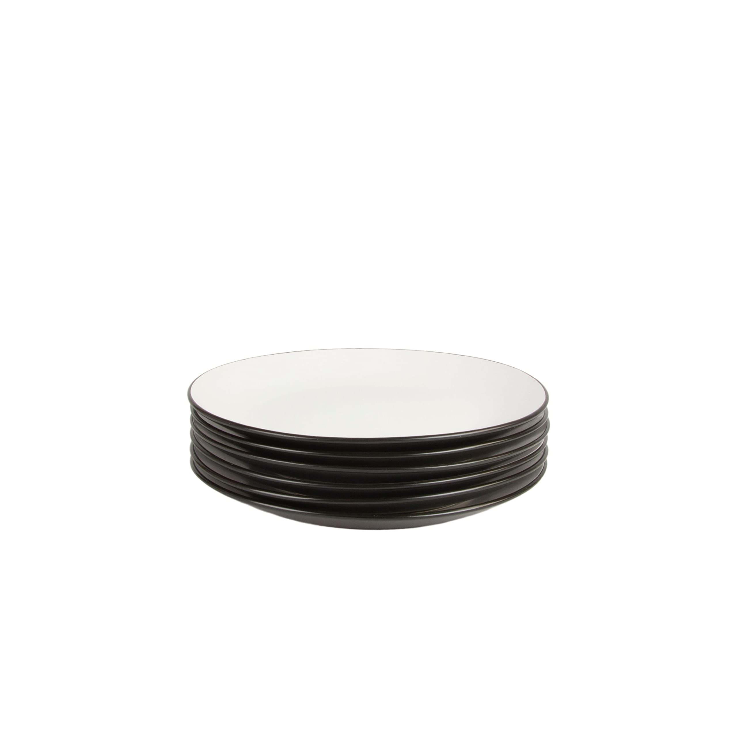 10 Strawberry Street Two Tone Coupe 8” Salad Plate Set Of 6, Black/White