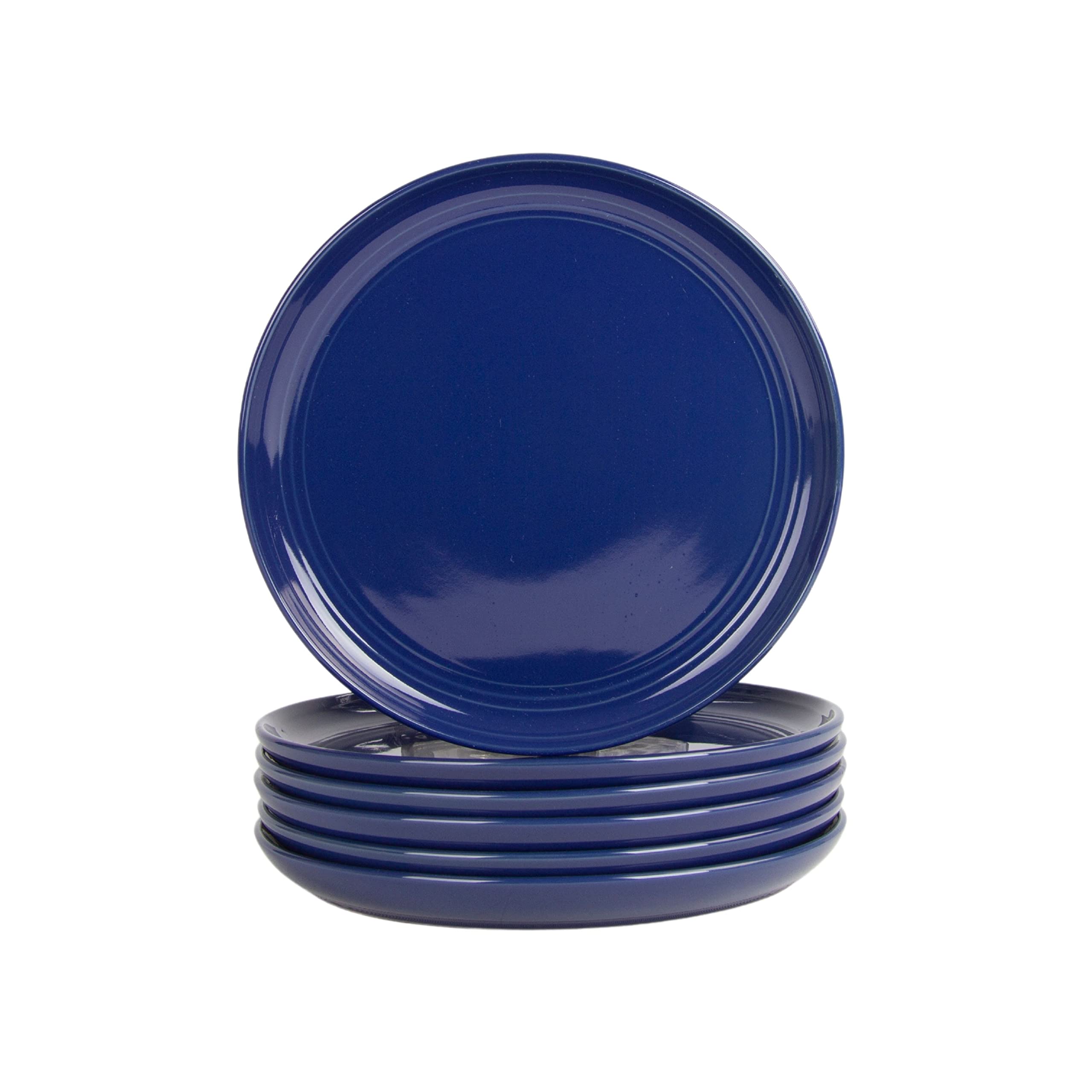 Double Line 8.25" Salad Plate, Set of 6, Cobalt Blue