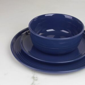 Double Line 8.25" Salad Plate, Set of 6, Cobalt Blue