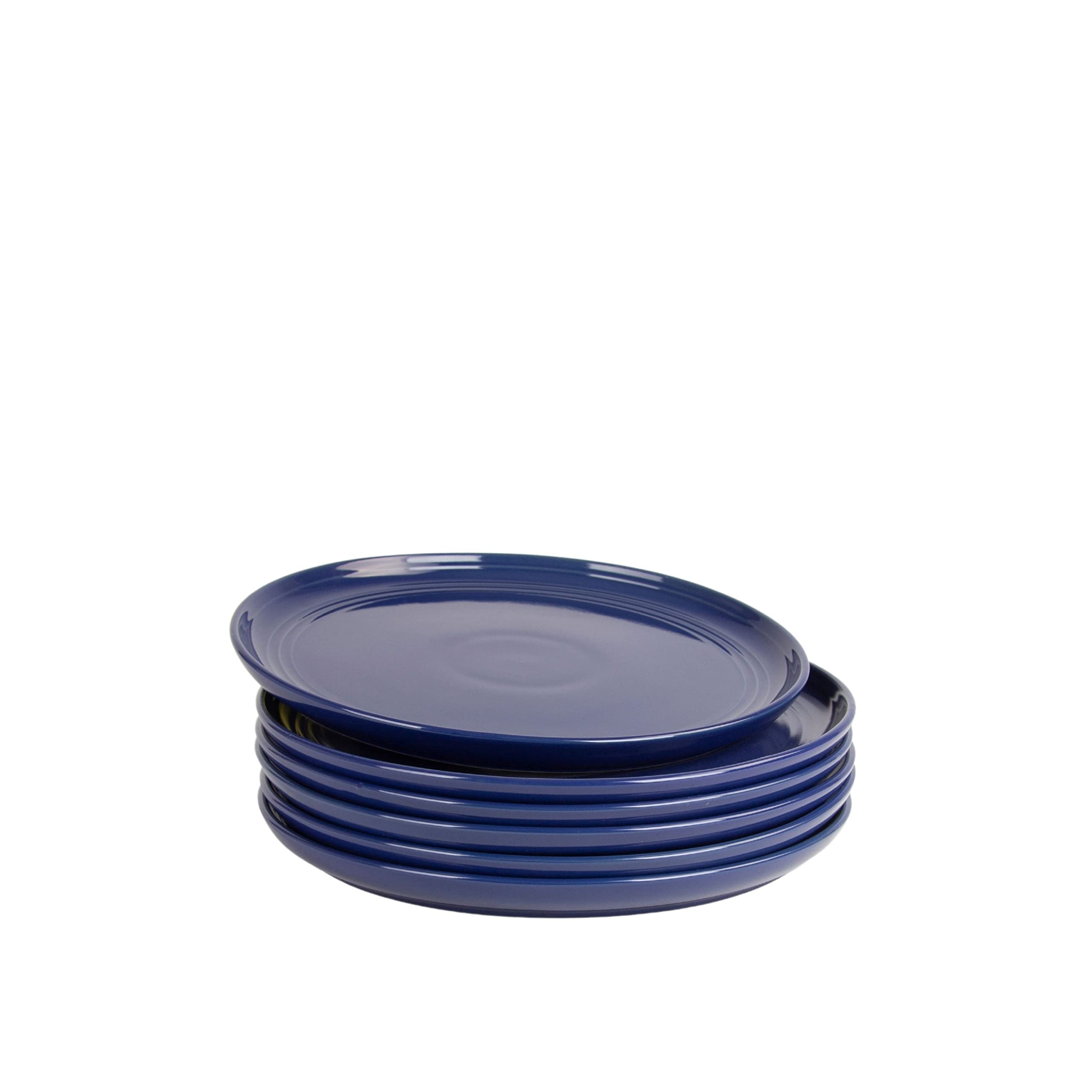 Double Line 8.25" Salad Plate, Set of 6, Cobalt Blue