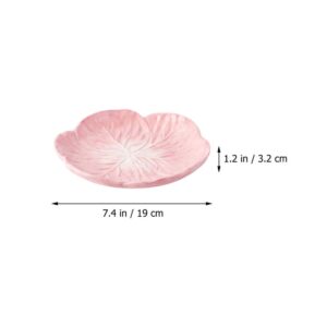 Hemoton Ceramic Cabbage Plate Cartoon Appetizer Plate Fruit Plate Salad Plate Bowl Dish Platter for Fruit Dessert Snack Salad 19cm Pink