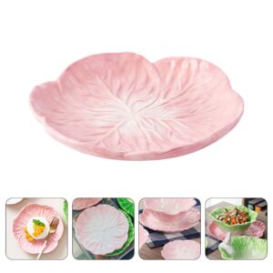 Hemoton Ceramic Cabbage Plate Cartoon Appetizer Plate Fruit Plate Salad Plate Bowl Dish Platter for Fruit Dessert Snack Salad 19cm Pink