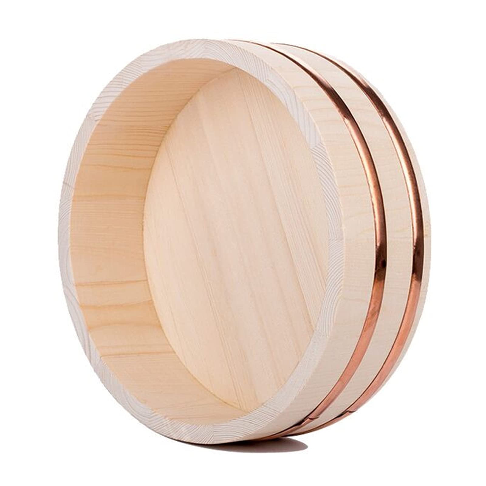 Japanese Wooden Hangiri Sushi Rice Mixing Bowl Tub Sushi Oke Copper Bands for Sushi Restaurant Kitchen,66cm/26in