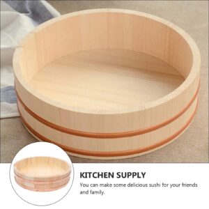 Japanese Wooden Hangiri Sushi Rice Mixing Bowl Tub Sushi Oke Copper Bands for Sushi Restaurant Kitchen,66cm/26in