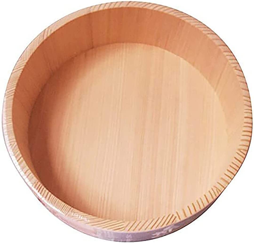 TIKUSAN Wooden Hangiri Sushi Rice Mixing Tub Copper Band Made in Japan Made of Sawara Cypress Sushi Rice Bowl Sushi Oke (13" (33cm))