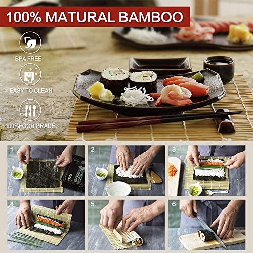 Sushi Making Kit, 22 Pcs Pro Sushi Kit Includes Bazooka Roller, Bamboo Mats, Avocado Knife, Sushi Knife, Chopsticks, Sauce Dishes, Rice Spreader & More All-in-One DIY Sushi Gift