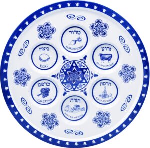 the dreidel company seder plate passover plate melamine renaissance design passover seder plates, traditional judaica passover kaarah for pesach (40-pack)