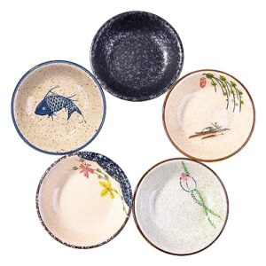 whitenesser sushi sauce dishes set of 5, japanese retro porcelain soy side dish bowl seasoning dishes soy dipping sauce dishes