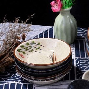 Whitenesser Sushi Sauce Dishes set of 5, Japanese Retro Porcelain Soy Side Dish Bowl Seasoning Dishes Soy Dipping Sauce Dishes