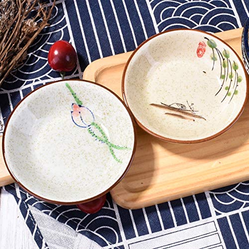 Whitenesser Sushi Sauce Dishes set of 5, Japanese Retro Porcelain Soy Side Dish Bowl Seasoning Dishes Soy Dipping Sauce Dishes