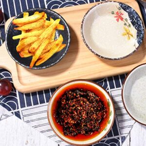 Whitenesser Sushi Sauce Dishes set of 5, Japanese Retro Porcelain Soy Side Dish Bowl Seasoning Dishes Soy Dipping Sauce Dishes