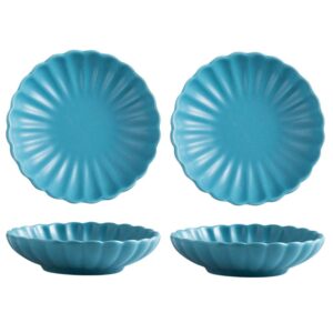 gaolinci 3.5 inches flower shape ceramic sauce dish,mini side seasoning dish,condiment dishes/sushi soy dipping bowl,snack serving dishes,porcelain small saucer set(set of 4)